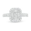 Thumbnail Image 3 of 0.85 CT. T.W. Composite Baguette and Round Diamond Frame Engagement Ring in 14K White Gold