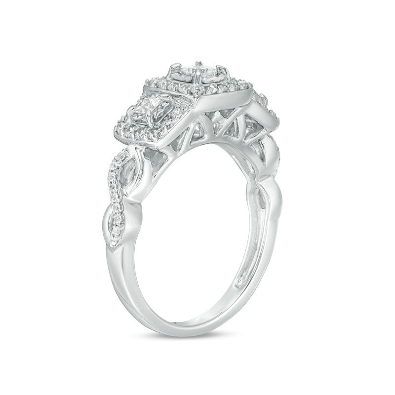Main Image 2 of 0.50 CT. T.W. Princess-Cut Diamond Past Present Future® Frame Twist Engagement Ring in 10K White Gold