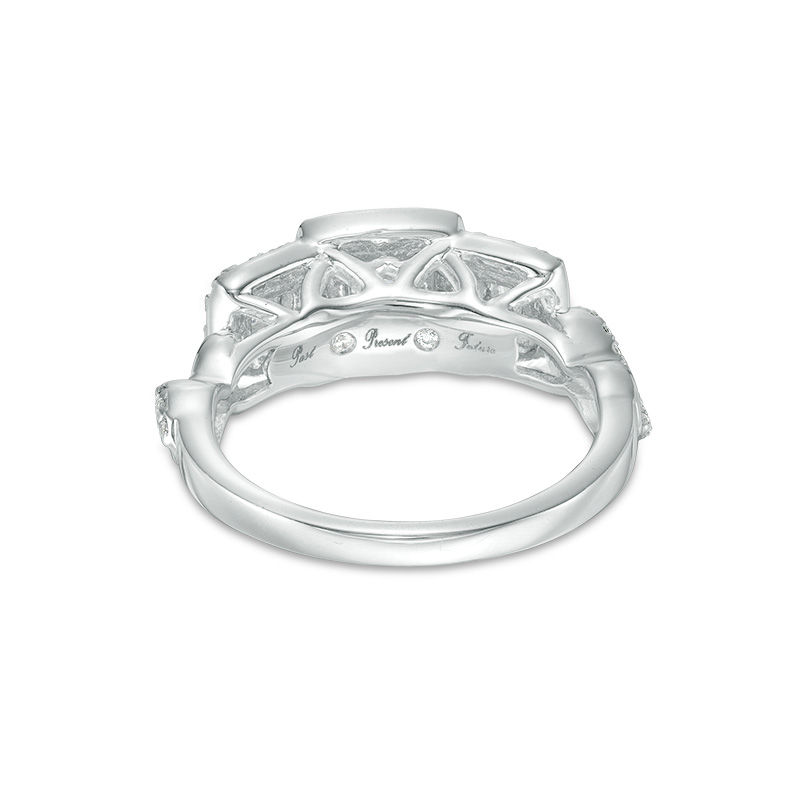 Main Image 4 of 0.50 CT. T.W. Princess-Cut Diamond Past Present Future® Frame Twist Engagement Ring in 10K White Gold