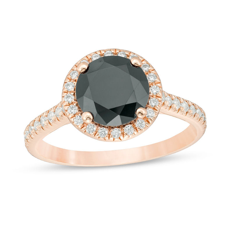 2.70 CT. T.W. Enhanced Black and White Diamond Frame Engagement Ring in 14K Rose Gold