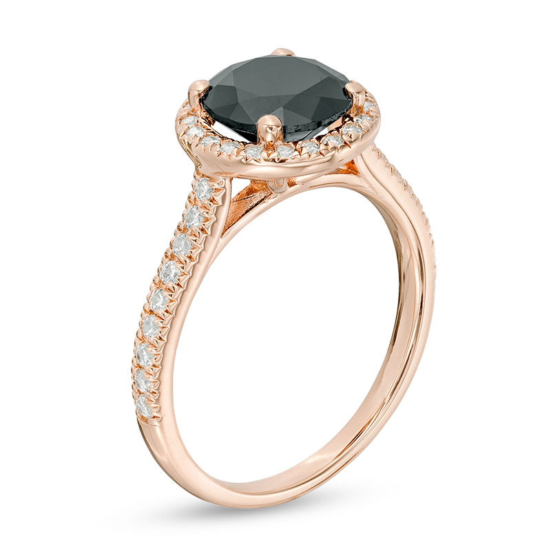 2.70 CT. T.W. Enhanced Black and White Diamond Frame Engagement Ring in 14K Rose Gold