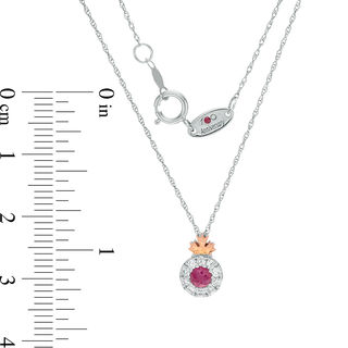 Peoples 100-Year Anniversary Ruby and 0.12 CT. T.W. Diamond Frame Maple Leaf Pendant in 14K Two-Tone Gold