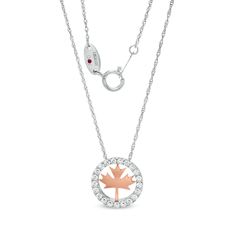Peoples 100-Year Anniversary 0.25 CT. T.W. Diamond Maple Leaf Pendant in 14K Two-Tone Gold