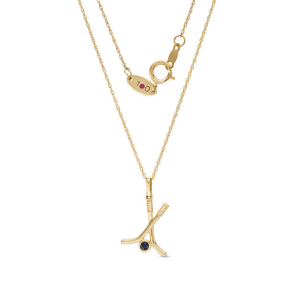 Peoples 100-Year Anniversary Blue Sapphire Hockey Sticks Pendant in 14K Gold Peoples 100-Year Anniversary Blue Sapphire Hockey Sticks Pendant in 14K Gold
