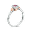 Thumbnail Image 1 of Peoples 100-Year Anniversary Ruby and 0.12 CT. T.W. Diamond Frame Maple Leaf Ring in 14K Two-Tone Gold