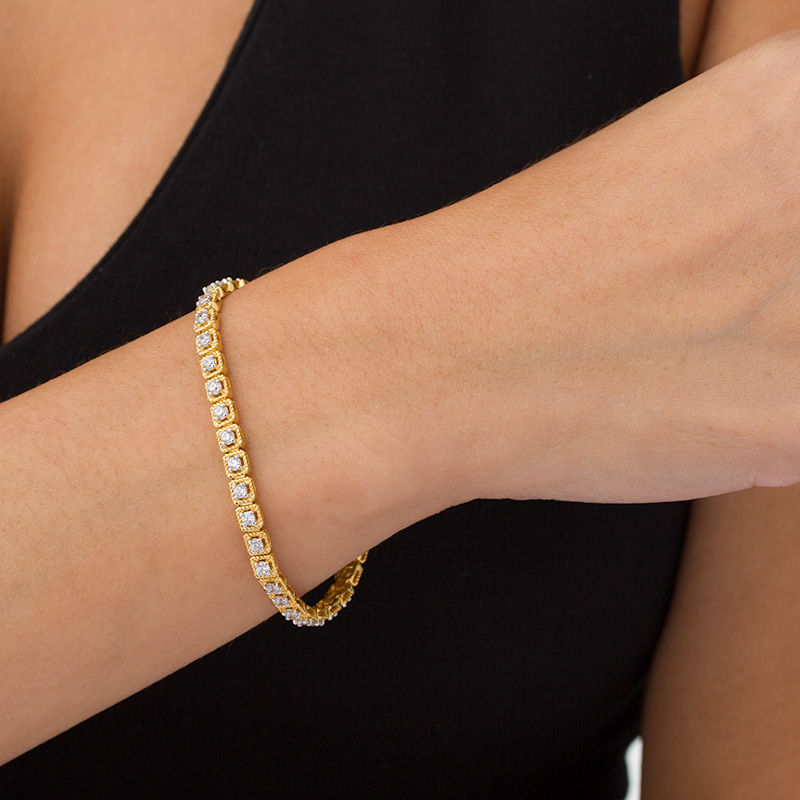 Main Image 2 of 2.00 CT. T.W. Diamond Square Twist Frame Bracelet in 10K Gold