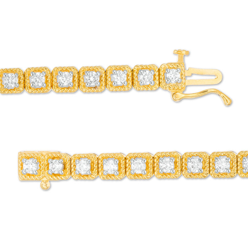 Main Image 3 of 2.00 CT. T.W. Diamond Square Twist Frame Bracelet in 10K Gold