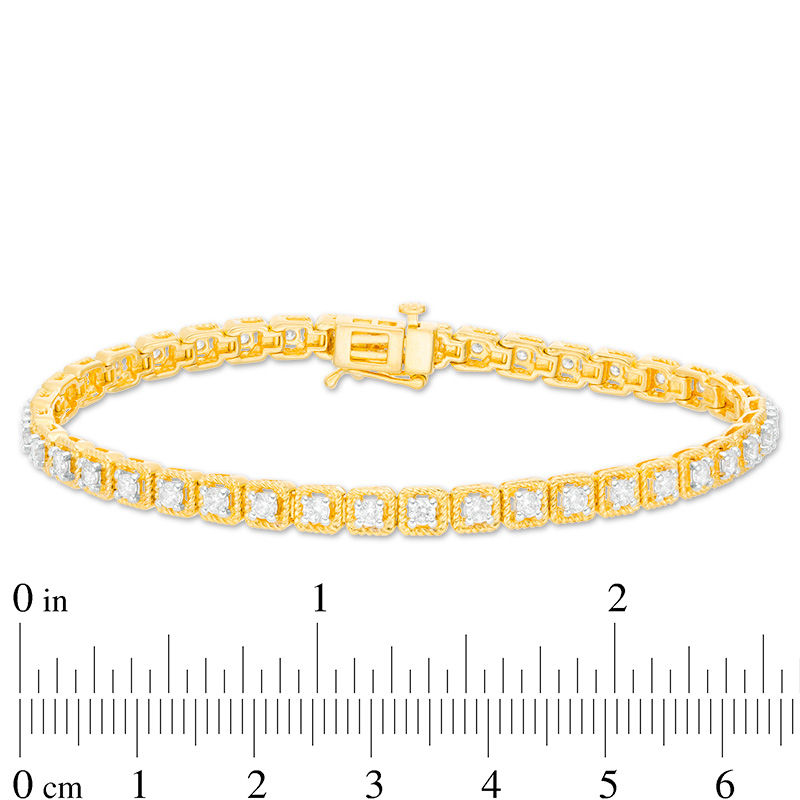 Main Image 4 of 2.00 CT. T.W. Diamond Square Twist Frame Bracelet in 10K Gold