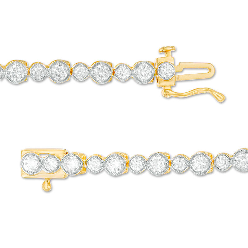 Main Image 3 of 3.00 CT. T.W. Diamond Alternating Tennis Bracelet in 10K Gold