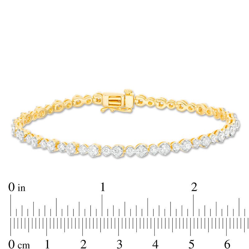 Main Image 4 of 3.00 CT. T.W. Diamond Alternating Tennis Bracelet in 10K Gold