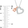Thumbnail Image 2 of 0.10 CT. T.W. Diamond Heart and Paw Pendant in Sterling Silver and 10K Rose Gold