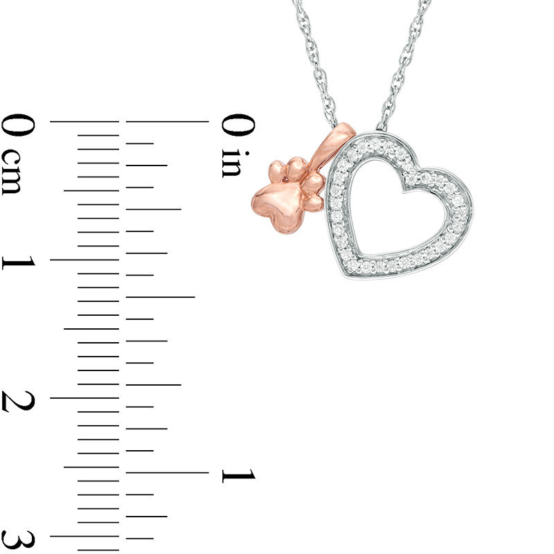 0.10 CT. T.W. Diamond Heart and Paw Pendant in Sterling Silver and 10K Rose Gold