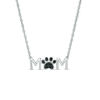Thumbnail Image 0 of Black Diamond Accent "MOM" Paw Necklace in Sterling Silver