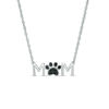 Thumbnail Image 1 of Black Diamond Accent "MOM" Paw Necklace in Sterling Silver