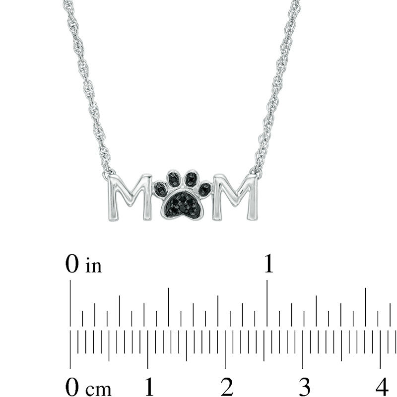 Black Diamond Accent "MOM" Paw Necklace in Sterling Silver|Peoples Jewellers