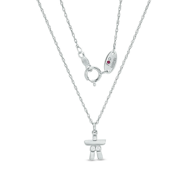 Peoples 100-Year Anniversary Diamond Accent Inukshuk Pendant in Sterling Silver