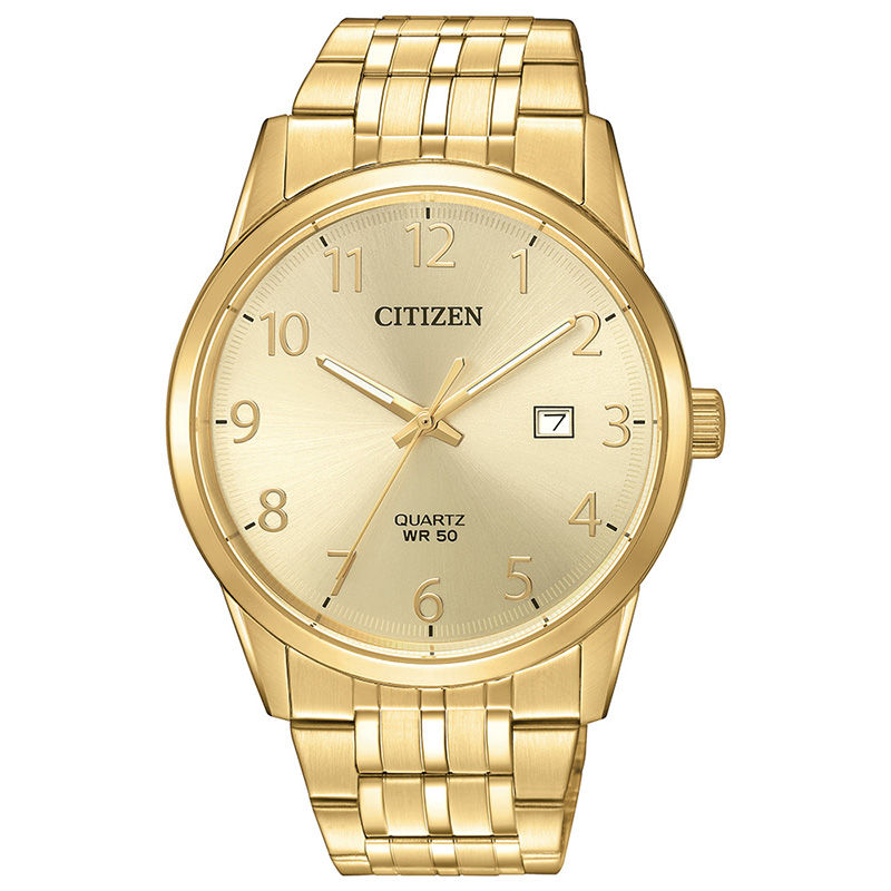 Men's Citizen Quartz Gold-Tone Watch with Champagne Dial (Model: BI5002-57Q)