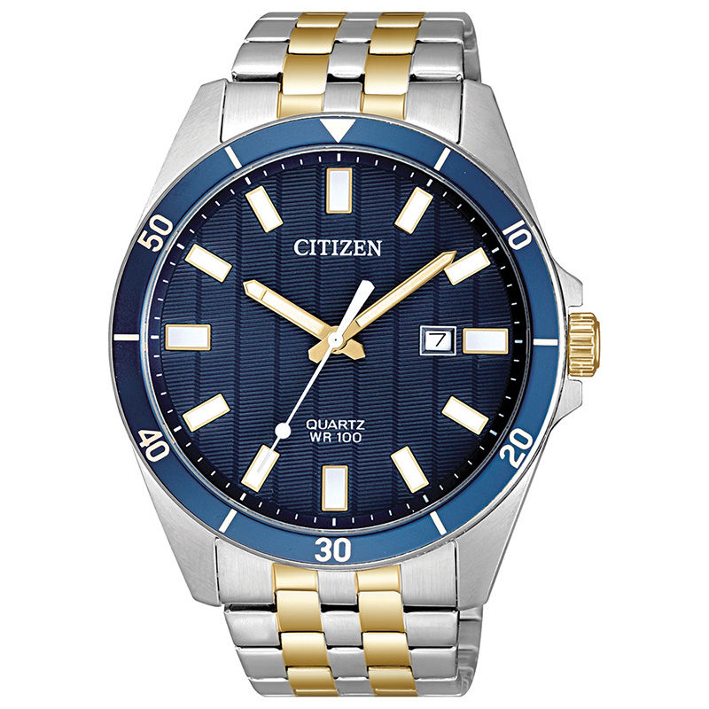 Men's Citizen Quartz Watch Two-Tone Watch with Blue Dial (Model: BI5054-53L)|Peoples Jewellers