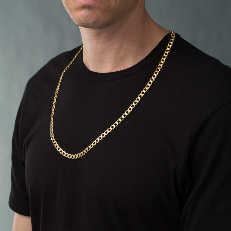 Main Image 3 of Men's 7.0mm Light Curb Chain Necklace in 14K Gold - 28"
