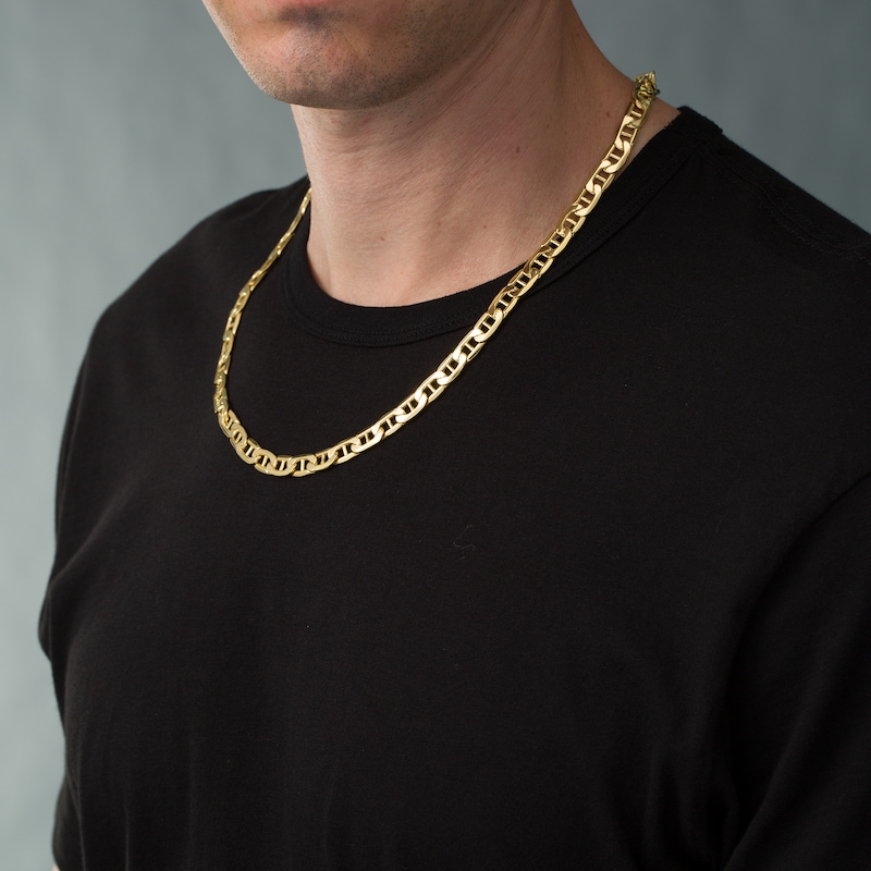 Main Image 3 of Men's 8.0mm Mariner Link Chain Necklace in 10K Gold - 22"