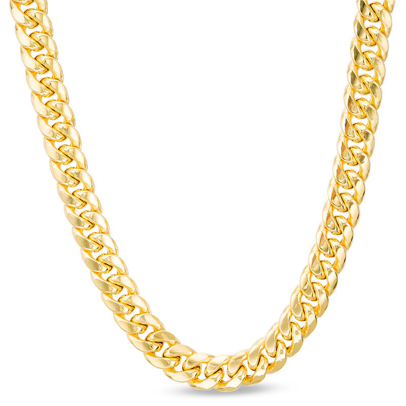 Men's 7.4mm Hollow Cuban Curb Chain Necklace in 10K Gold 22