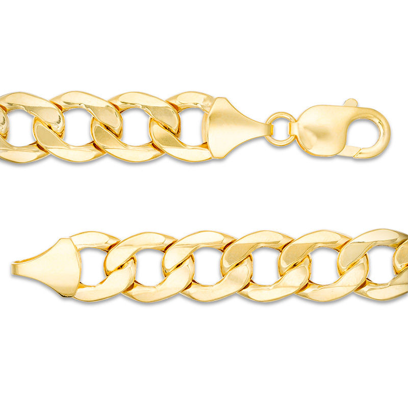 Men's 11.3mm Curb Chain Bracelet in 10K Gold - 9"|Peoples Jewellers