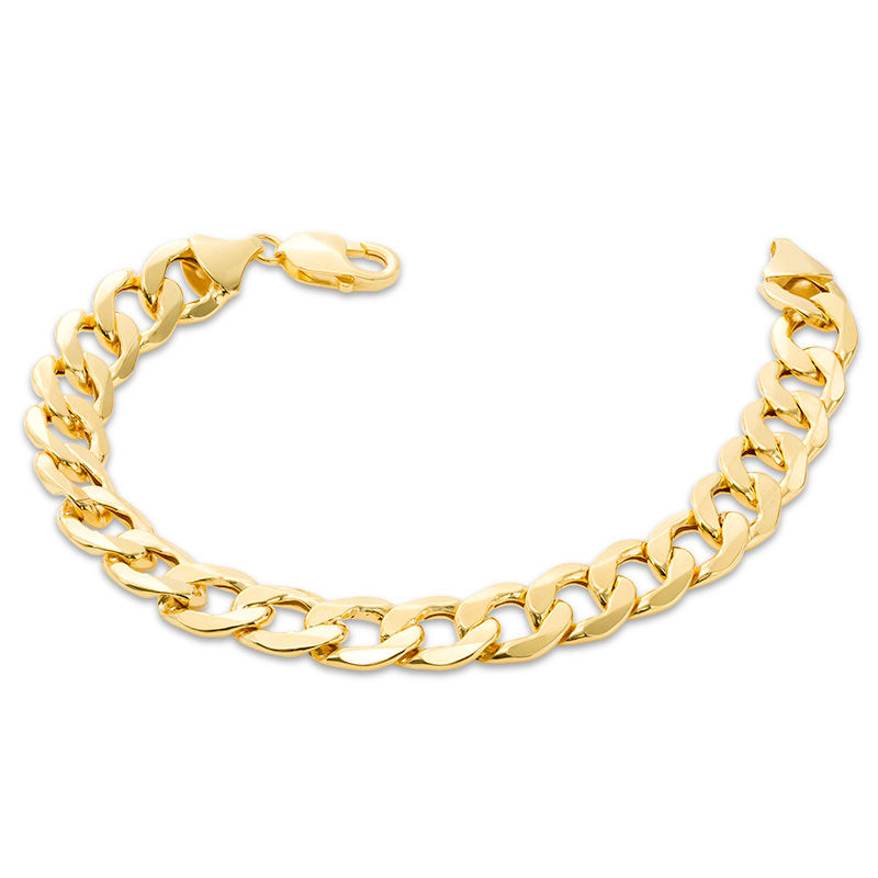 Men's 11.3mm Curb Chain Bracelet in 10K Gold - 9"|Peoples Jewellers