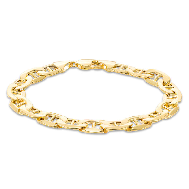 Men's 10.3mm Mariner Link Chain Bracelet in 10K Gold - 9"|Peoples Jewellers