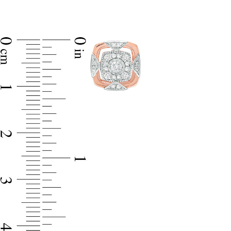 Main Image 2 of 0.33 CT. T.W. Diamond Cushion Frame Vintage-Style Stud Earrings in 10K Two-Tone Gold