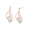 Thumbnail Image 1 of 0.085 CT. T.W. Diamond Geometric Cut-Out Flame Drop Earrings in 10K Rose Gold