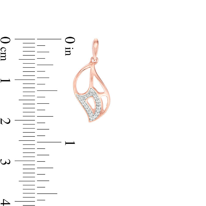 Main Image 2 of 0.085 CT. T.W. Diamond Geometric Cut-Out Flame Drop Earrings in 10K Rose Gold
