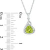 Thumbnail Image 2 of Trillion-Cut Peridot and Lab-Created White Sapphire Flame Pendant and Drop Earrings Set in Sterling Silver