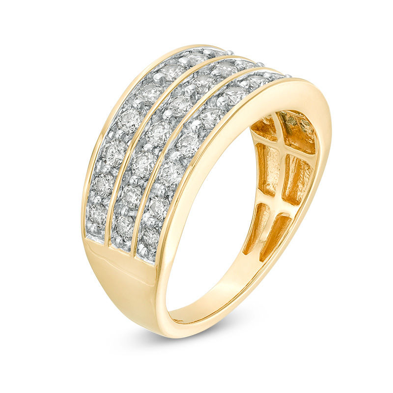 Main Image 3 of 1.00 CT. T.W. Diamond Multi-Row Band in 10K Gold