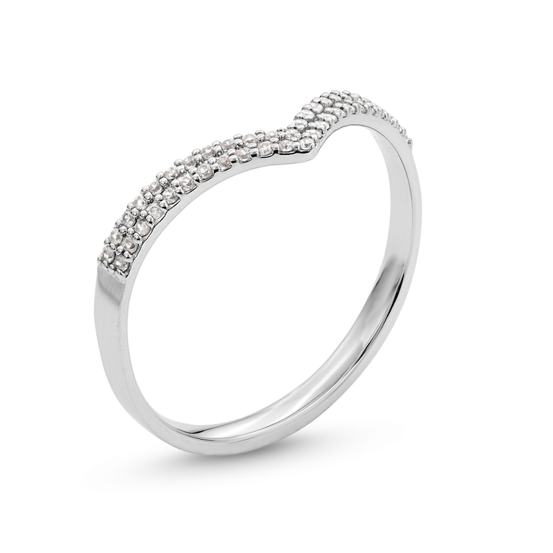 Main Image 3 of 0.10 CT. T.W. Diamond Chevron Band in 10K White Gold