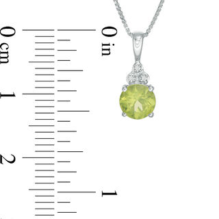 6.0mm Peridot and Diamond Accent Tri-Top Pendant in Sterling Silver