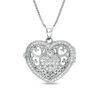 Thumbnail Image 1 of Lab-Created White Sapphire Cluster Vintage-Style Heart Locket in Sterling Silver