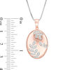 Thumbnail Image 3 of Lab-Created White Sapphire Leaf Vine Oval Locket in Sterling Silver with 18K Rose Gold Plate
