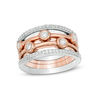 Thumbnail Image 0 of Convertibilities 0.37 CT. T.W. Diamond Station Four Piece Stackable Band Set in Sterling Silver and 10K Rose Gold