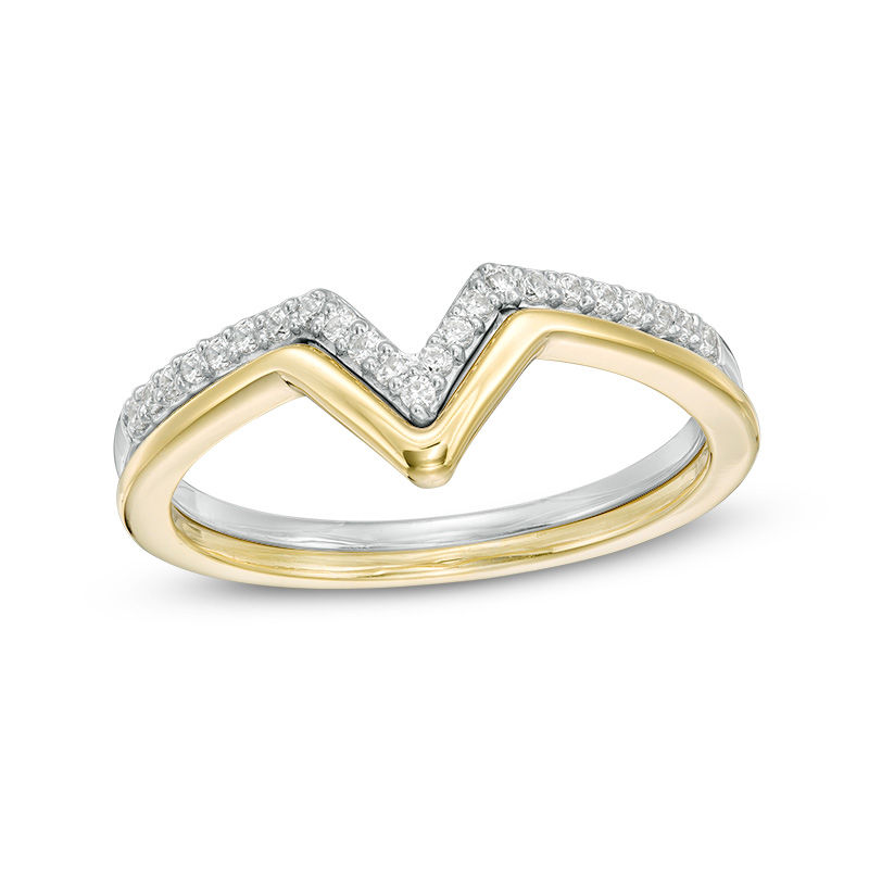 Convertibilities 0.115 CT. T.W. Diamond Chevron Three-in-One Ring in Sterling Silver and 10K Gold
