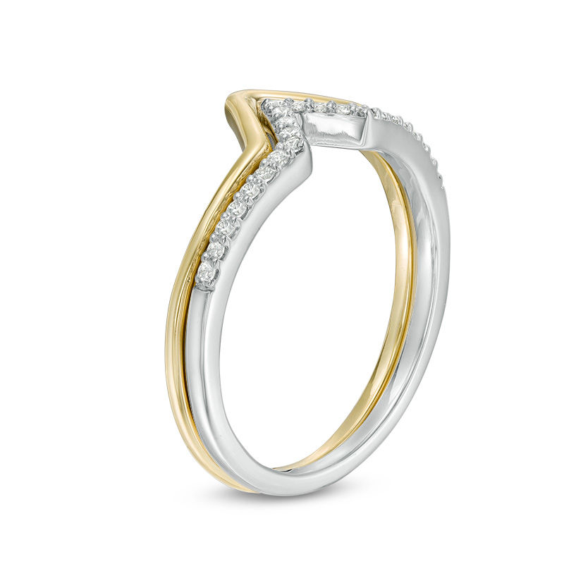 Convertibilities 0.115 CT. T.W. Diamond Chevron Three-in-One Ring in Sterling Silver and 10K Gold