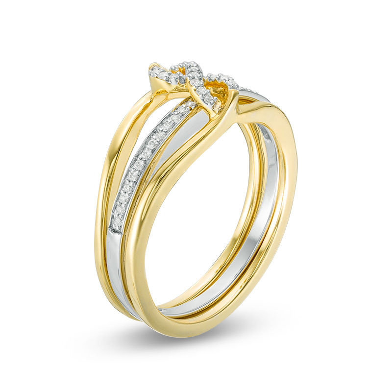 Main Image 2 of Convertibilities 0.115 CT. T.W. Diamond Infinity Crossover Three-in-One Ring in Sterling Silver and 10K Gold