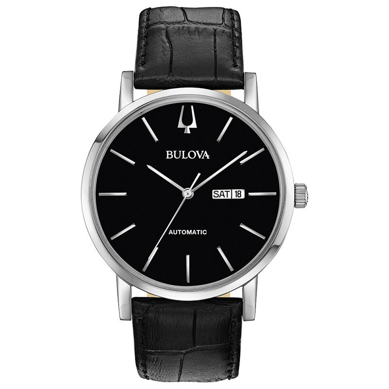 Men's Bulova Classic Automatic Strap Watch with Black Dial (Model: 96C131)|Peoples Jewellers