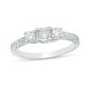 Thumbnail Image 0 of 0.29 CT. T.W. Diamond Three Stone Filigree Scroll Engagement Ring in 10K White Gold
