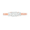 Thumbnail Image 4 of 0.29 CT. T.W. Diamond Three Stone Filigree Scroll Engagement Ring in 10K Rose Gold