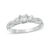 Thumbnail Image 1 of 0.37 CT. T.W. Princess-Cut Diamond Three Stone Crossover Shank Engagement Ring in 10K White Gold