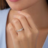 Thumbnail Image 3 of 0.37 CT. T.W. Princess-Cut Diamond Three Stone Crossover Shank Engagement Ring in 10K White Gold