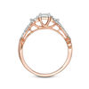 Thumbnail Image 4 of 0.37 CT. T.W. Princess-Cut Diamond Three Stone Crossover Shank Engagement Ring in 10K Rose Gold