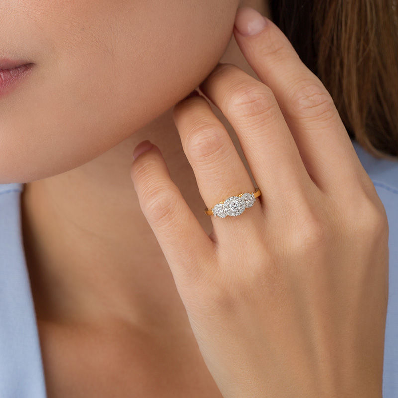 0.45 CT. T.W. Diamond Three Stone Frame X-Sides Engagement Ring in 10K Gold|Peoples Jewellers