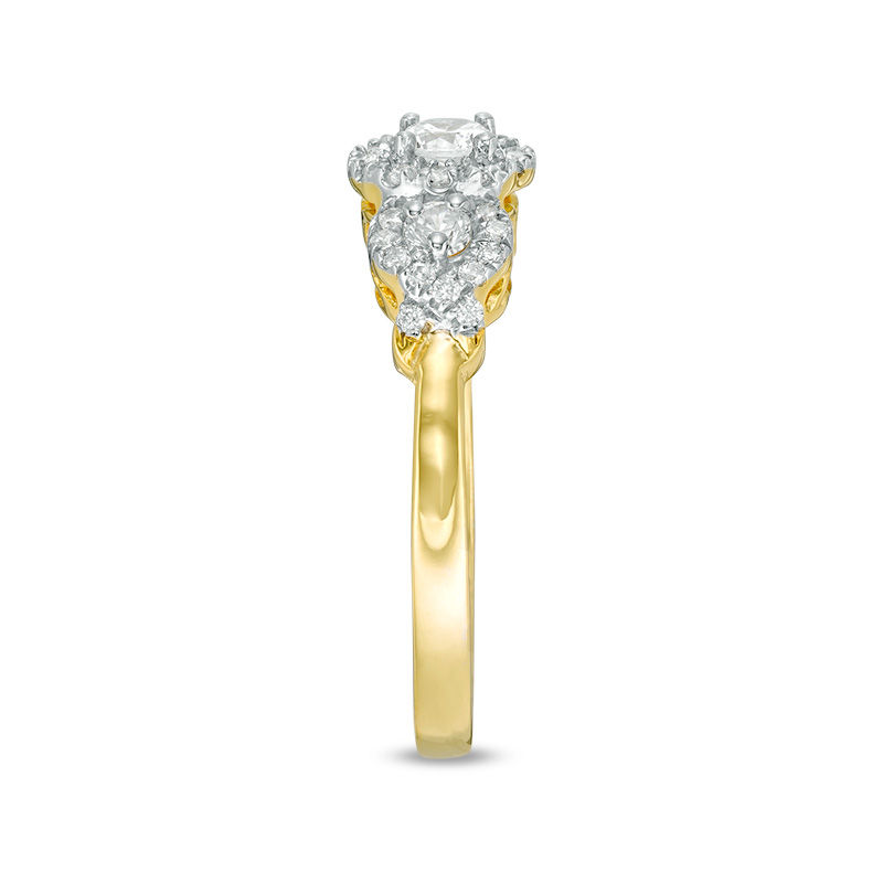 0.45 CT. T.W. Diamond Three Stone Frame X-Sides Engagement Ring in 10K Gold|Peoples Jewellers