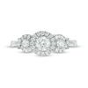 0.45 CT. T.W. Diamond Three Stone Frame X-Sides Engagement Ring in 10K White Gold